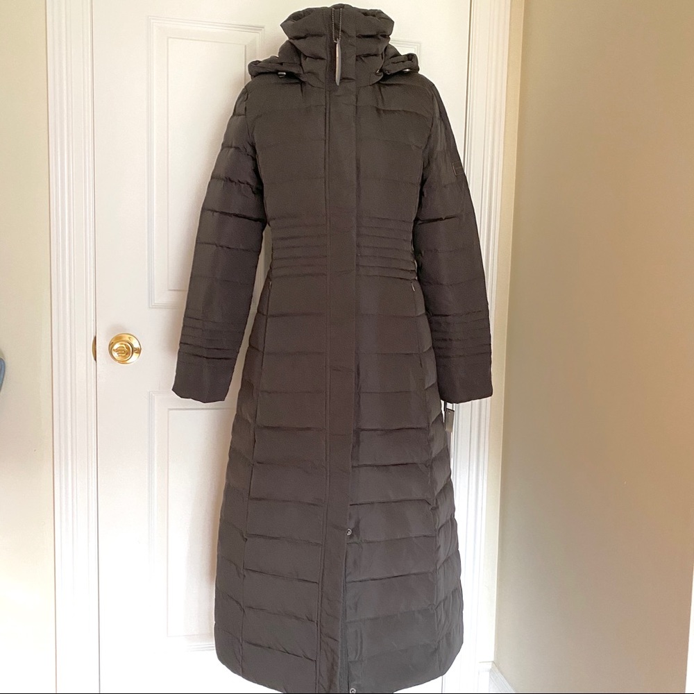 Long Calvin Klein Espresso Down Jacket Size XS
